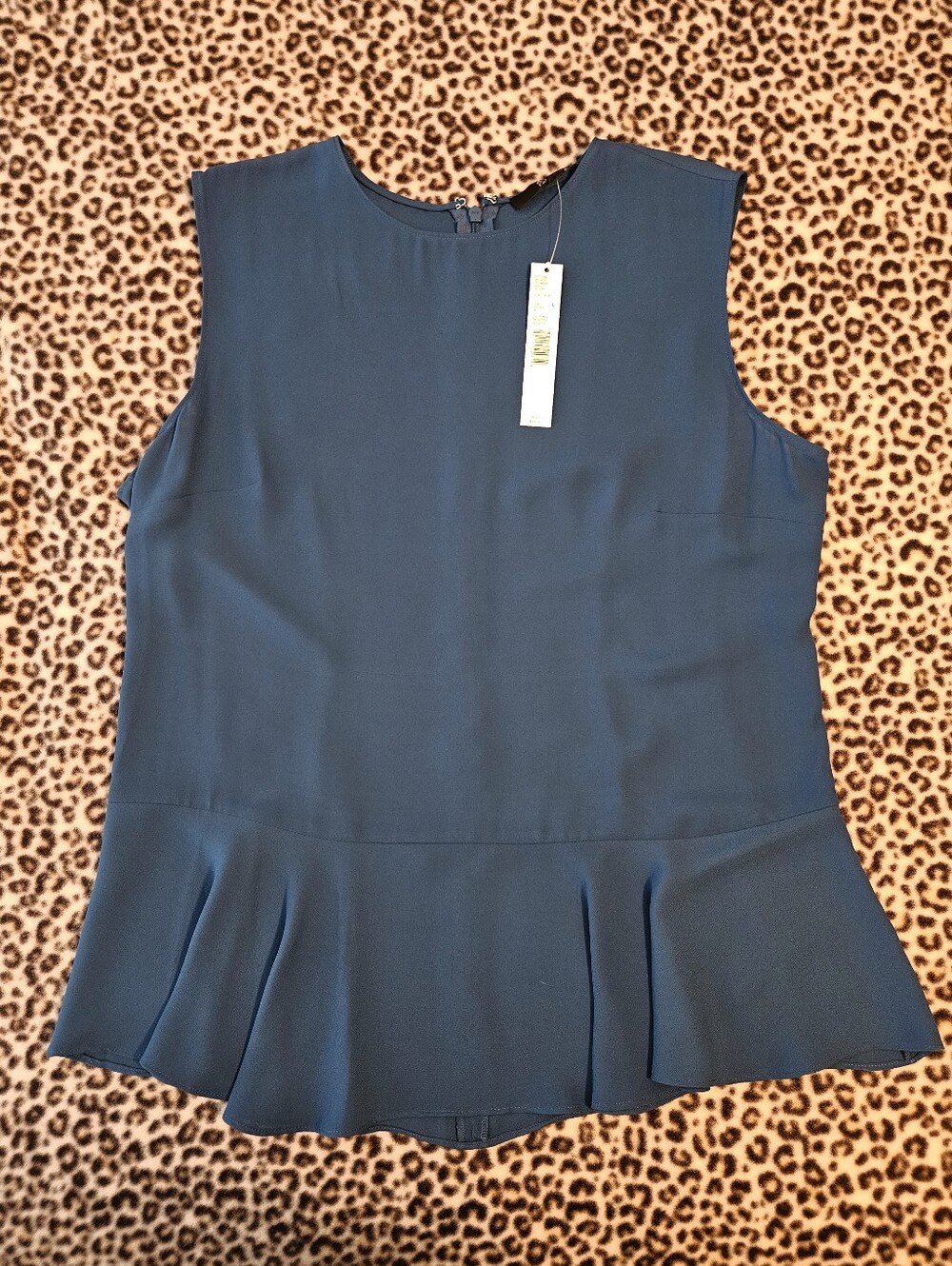 Alex Marie Sleeveless Hafiz Peplum Blouse, NWT (Night Blues, Patriotic Heights)